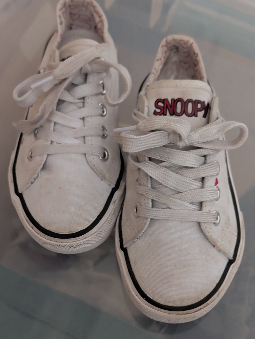 Peanuts White and Black Kids Sneakers with Snoopy Patch